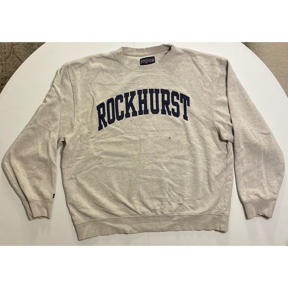 VTG Y2K Jansport Rockhurst University Sweatshirt Crewneck Mens XL Gray Pullover